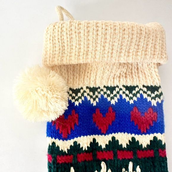 Vintage Pom-Pom Snowflake Chanel Knit Stocking Candy Canes Red Green‎ Blue ￼￼ - Picture 6 of 8